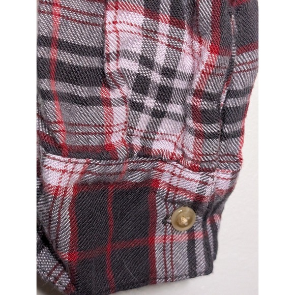 New Womens Top Large Belle Du Jour Plaid Buttondown Ruffle Flannel Look‎ - Picture 4 of 7